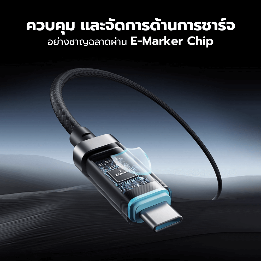 สายชาร์จ CUKTECH CTC620P สีดำ 6A 240W สายชาร์จมีจอ USB-C TO USB-C รองรับชาร์จเร็ว PD3.1